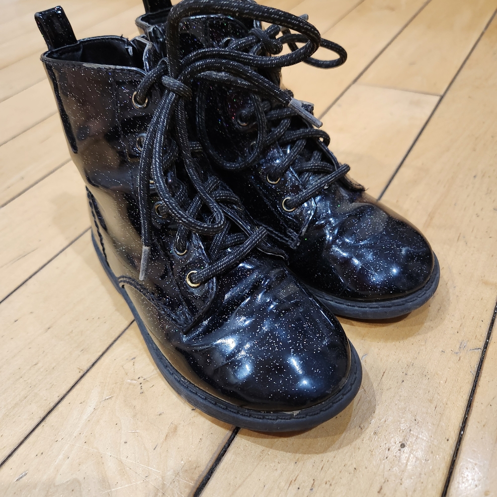 Black Glitter Kids Boots
